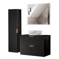 Comad Koupelnová sestava Casad 80 cm se skříňkami, umyvadlem a zrcadlem černá