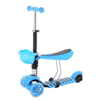 Dětská tříkolová koloběžka MINI SCOOTER 2v1 se svítícími LED koly, modrá