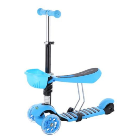 Dětská tříkolová koloběžka MINI SCOOTER 2v1 se svítícími LED koly, modrá