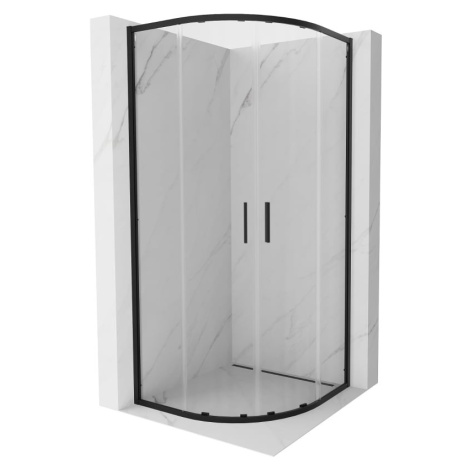 MEXEN/S Exo čtvrtkruhový posuvný sprchový kout 80 x 80, transparent, černá 8132-080-080-70-00