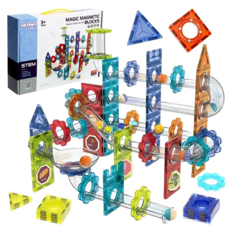 Woopie magnetická stavebnice konstrukční 3D vzdělávací sada kuličková dráha kulodrom 113 el.