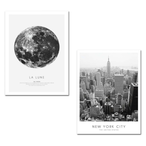 Wallity Sada obrazů LA LUNE/NEW YORK 30 x 40 cm 2 kusy