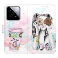 iSaprio flip pouzdro Donut Worry Girl pro Xiaomi 14