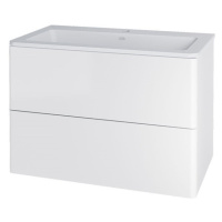 MEREO Siena, koupelnová skříňka s umyvadlem z litého mramoru 81 cm, bílá lesk CN411M