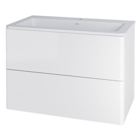 MEREO Siena, koupelnová skříňka s umyvadlem z litého mramoru 81 cm, bílá lesk CN411M