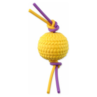 Hračka Dog Fantasy míč pěnový žlutý s TPR flexi lana 22x6,5x6,5cm