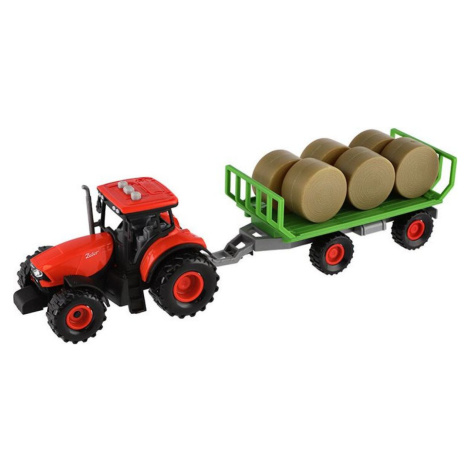 Traktor Zetor s vlekem a balíky plast 36 cm na setrvačník se světlem a zvukem Teddies