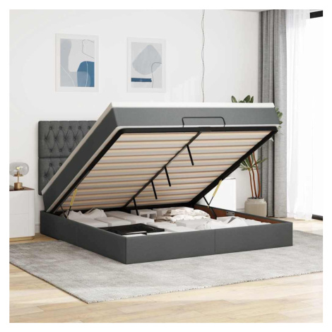 vidaXL Osmanský rám postele s matrací tmavě šedá 180x200cm textil