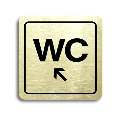 Accept Piktogram "WC vlevo nahoru" (80 × 80 mm) (zlatá tabulka - černý tisk)