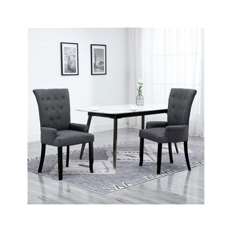 Jídelní židle s područkami tmavě šedá textil SHUMEE