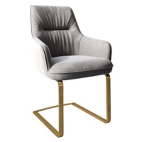 DELIFE Jídelní židle Zelia-Flex s područkou konzolová podnož plochá zlatá samet šedý