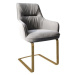 DELIFE Jídelní židle Zelia-Flex s područkou konzolová podnož plochá zlatá samet šedý