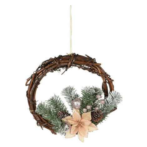 H&S Decoration Vánoční závěsný věnec Kiko 30 cm hnědý/zelený