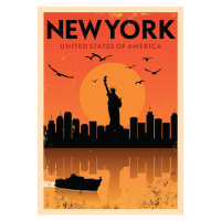 Ilustrace Vintage New York Poster, kursatunsal, 30 × 40 cm