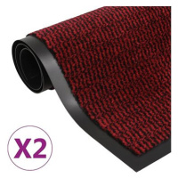 Protiprachové obdélníkové rohožky 2ks všívané 90x150 cm červené 3051615