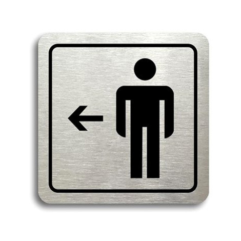 Accept Piktogram "WC muži vlevo" (80 × 80 mm) (stříbrná tabulka - černý tisk)