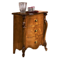 Estila Rustikální luxusní příruční stolek Pasiones z masivního dřeva se třemi zásuvkami as vyřez