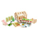 Dřevěný skleník Greenhouse and Garden Set Tender Leaf Toys s otevírací střechou a 9 druhů zeleni