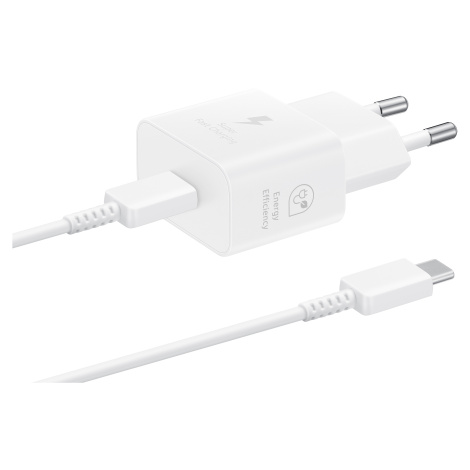 Samsung nabíjecí adaptér USB-C (25W) bílý s kabelem v balení