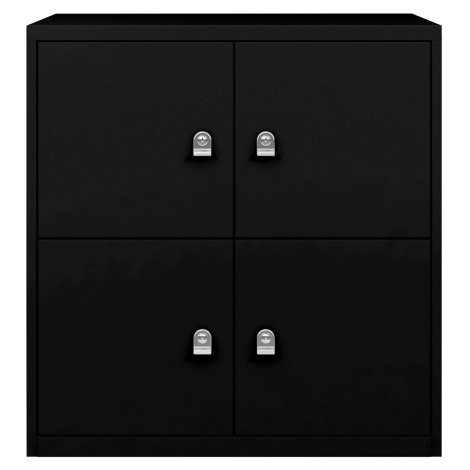 BISLEY LateralFile™ Lodge, se 4 uzamykatelnými boxy, výška vždy 375 mm, černá