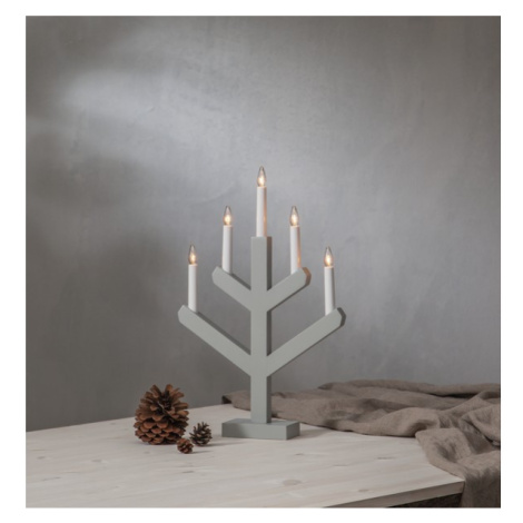 Vánoční dřevěný LED svícen výška 50 cm Star Trading Vinga - šedý