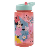 STOR - Plastová hranatá láhev s výsuvným brčkem MINNIE MOUSE, Tritan 510ml, 74414