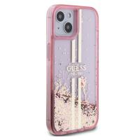 Zadní kryt Guess PC/TPU Liquid Glitter Gold Stripe Zadní pro Apple iPhone 15, pink