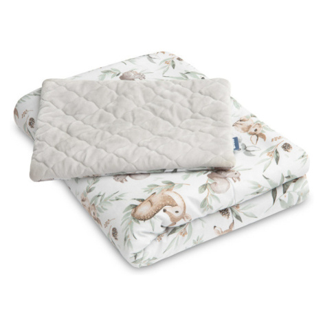 Sensillo Komplet peřinka + polštář do postýlky 100x75 cm plyš srnky