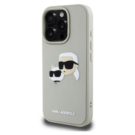 Zadní kryt Karl Lagerfeld 3D Rubber Double Heads pro Apple iPhone 16 Pro, béžová