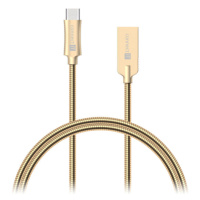 Kabel Steel Knight USB-C na USB, 1m, ocel, opletený, zlatá