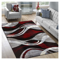 Originální koberec s abstraktním vzorem v červenošedé barvě