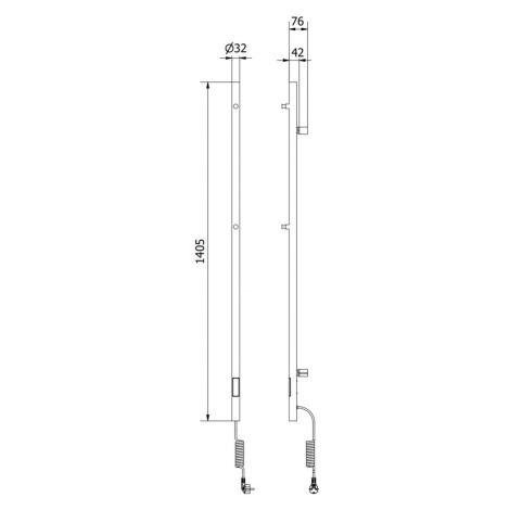 MEXEN Pino elektrický věšák na ručníky 1405 x 32 mm, 75 W, bílá W301-1405-032-00-20