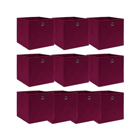 Úložné boxy 10 ks tmavě červené 32 x 32 x 32 cm textil SHUMEE