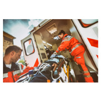 Fotografie Paramedic team pushing stretcher, simonkr, 40 × 26.7 cm