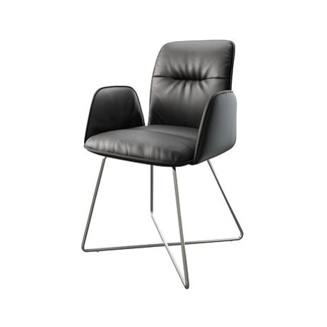 DELIFE Jídelní židle Vinja-Flex černá pravá kůže podnož ve tvaru "X" z nerezové oceli