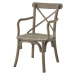 Estila Jídelní venkovská židle z kolekce Fratemporain v hnědo-šedé barvě s opěrkami a ratanovým 