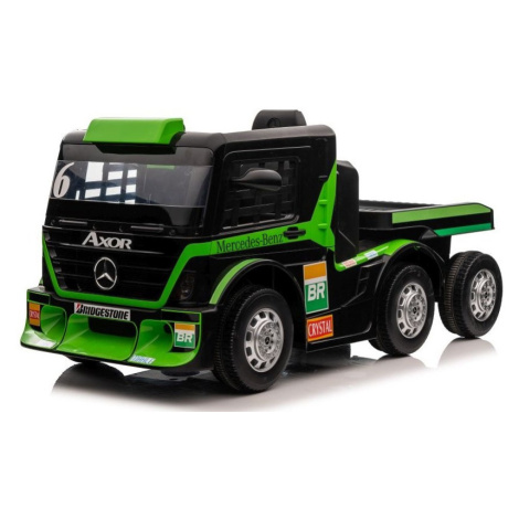 mamido  Dětský elektrický kamion Mercedes Axor LCD MP4 s návěsem zelený