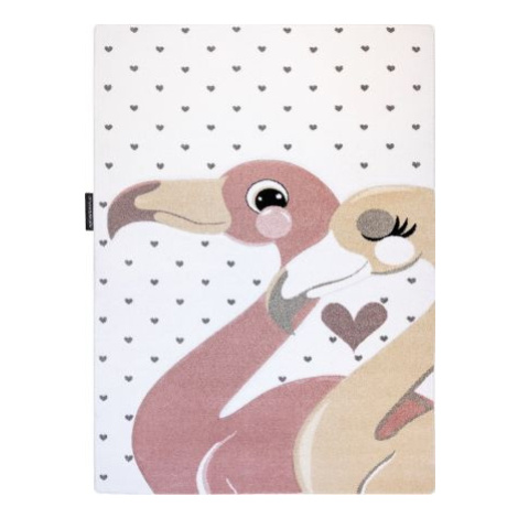 Dětský kusový koberec Petit Flamingos hearts cream FOR LIVING