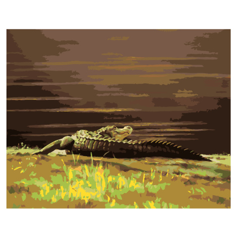 Malování podle čísel - ALIGÁTOR LEŽÍCÍ U VODY III (D. RUSTY RUST) Rozměr: 40x50 cm, Rámování: vy