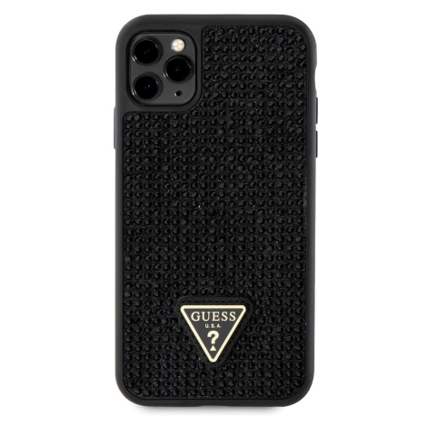 Zadní kryt Guess Rhinestones Triangle Metal Logo pro Apple iPhone 11 Pro, černá