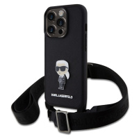 Karl Lagerfeld Saffiano Crossbody Metal Ikonik kryt iPhone 15 Pro černý