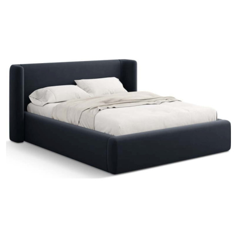 Tmavě modrá čalouněná dvoulůžková postel s úložným prostorem s roštem 200x200 cm Jason – Windsor Windsor & Co Sofas