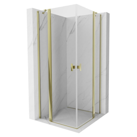 MEXEN/S Mist Duo sprchový kout dveře křídlové 80 x 80, transparent, zlato 8A4-080-080-50-00