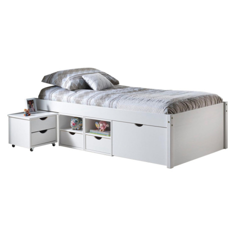Multifunkční postel WRIGHTSON 90x200 cm, masiv borovice/bílý lak Idea