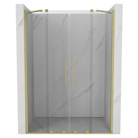 MEXEN/S Velar Duo posuvné sprchové dveře 160, transparent, zlato kartáčovaná 871-160-000-02-55