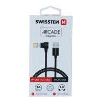 Datový kabel SWISSTEN ARCADE magnetic USB / microUSB 1,2m black