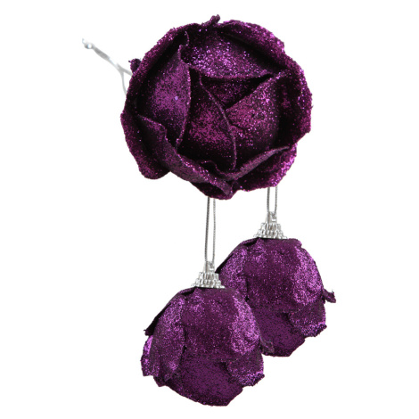 GLITZ ROSES | poupata růží s třpytivým finišem | 3 ks | fialové 5,5 cm
