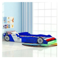 SHUMEE dětská postel závodní auto LED 90 × 200 cm, modrá
