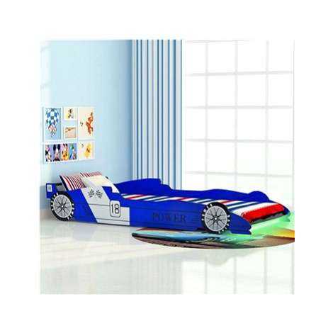 SHUMEE dětská postel závodní auto LED 90 × 200 cm, modrá