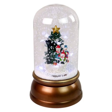 mamido  Vánoční dekorace svítící sněžítko se sněhuláky zlatá
